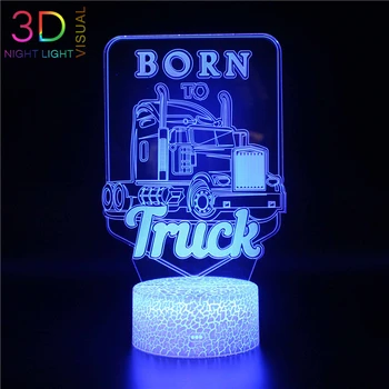 

ATOPH Born to Truck Plate 3D Night Light for Boys Girls Christmas Xmas Gifts LED Nightlight with USB Charging