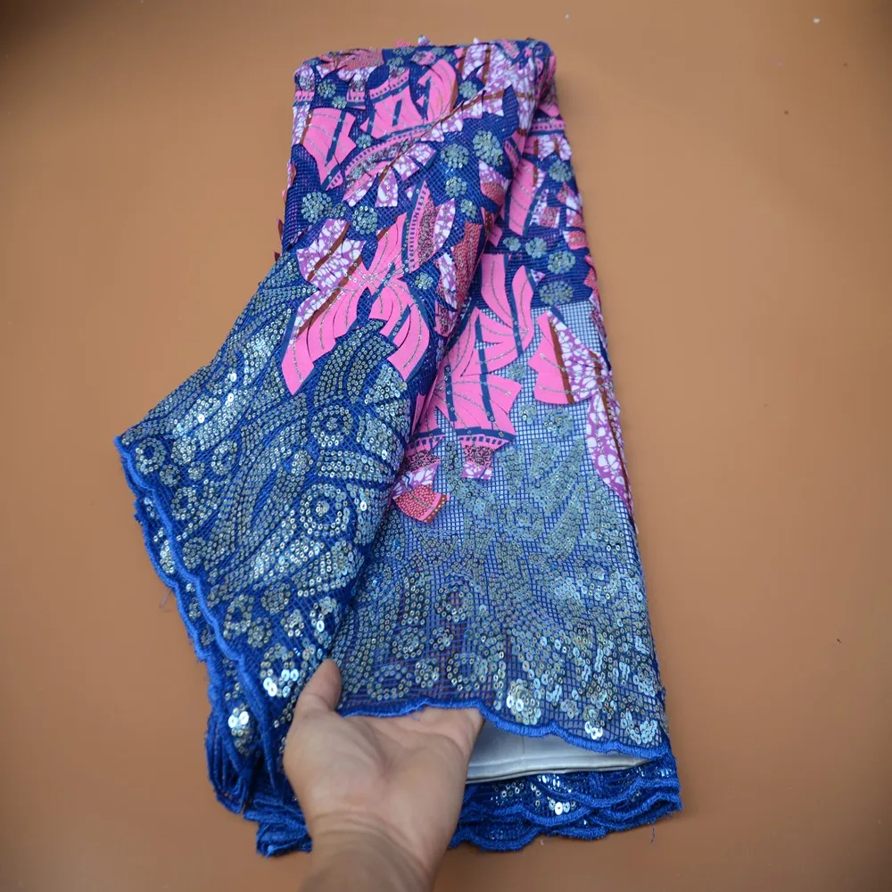 

New Arrival Beautiful Embroidered African Ankara Wax French Eyelet Sequin Lace Fabric for Wedding Party Dress