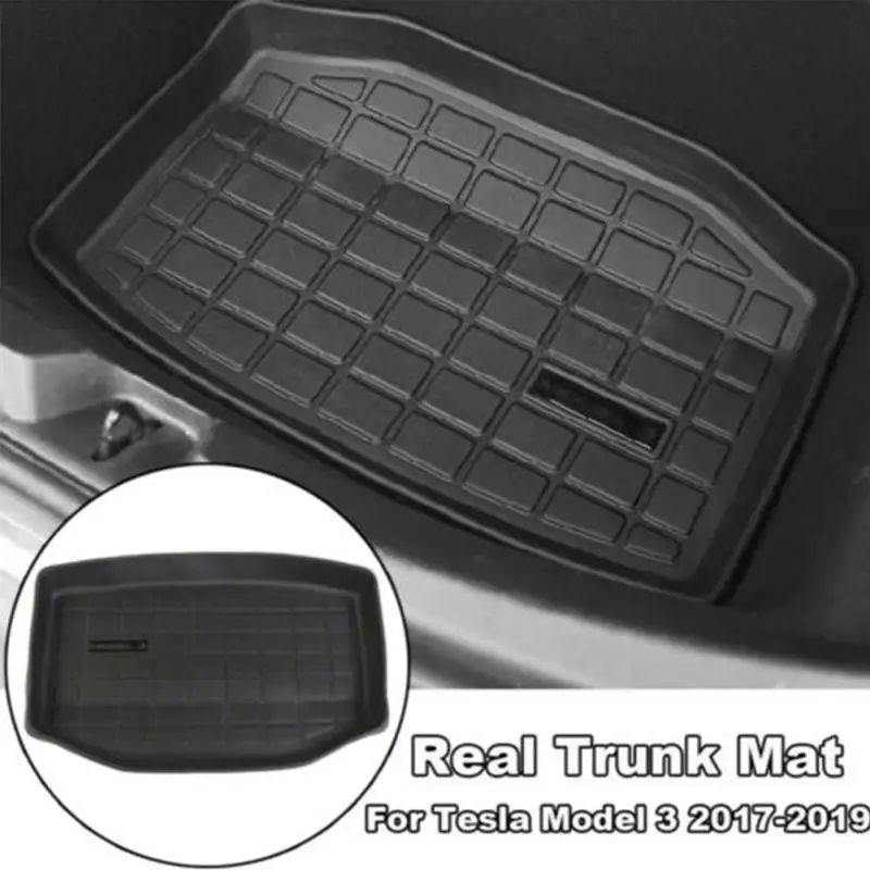 

For Tesla Model 3 2017 2018 2019 TPE Material Before Front Cargo Tray Trunk Floor Mat Black Rubber Waterproof black Color