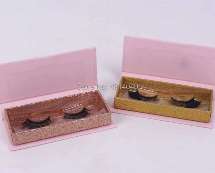 Fast delivery Custom black printed glitter golden small magnetic cardboard eyelash box packaging-PX2043