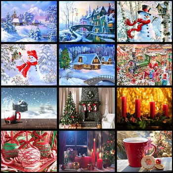 

5D Full Square Diamond Painting Mosaic Handmade Winter Scenery Cross Stitch Diamond Diamond Embroidery Christmas Decor Landscape