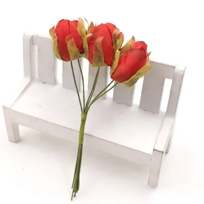 8 Bunch Beautiful Rose Artificial Silk Flowers Small Wedding Decoration Marriage Engagement Fake Flower Wedding Bouquet - Цвет: E