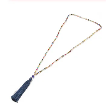 

Colorful crystal beads fringed necklace, women's fashion jewelry, holiday gifts