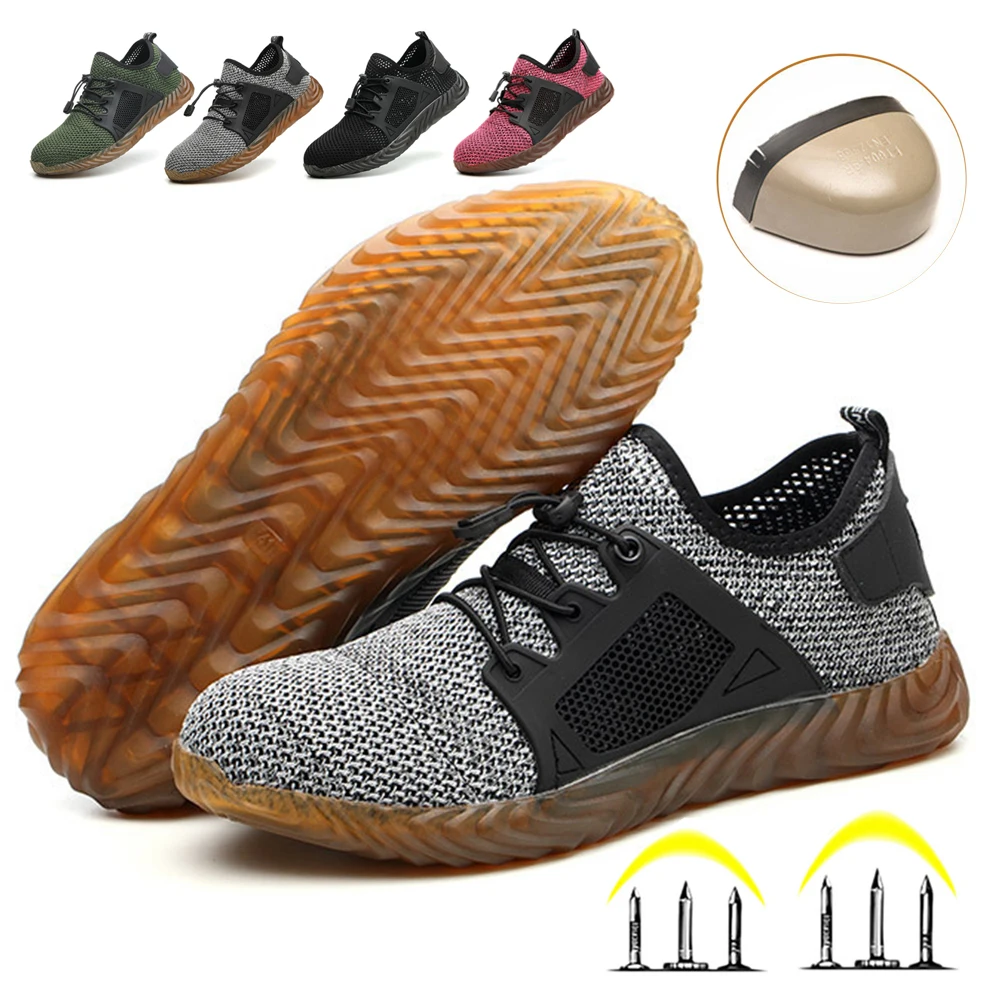 

Outdoor Summer Work Shoes Men's Breathable Steel Toe Anti Smash Protective Safety Shoes Men Puncture Proof Low Working Sneakers