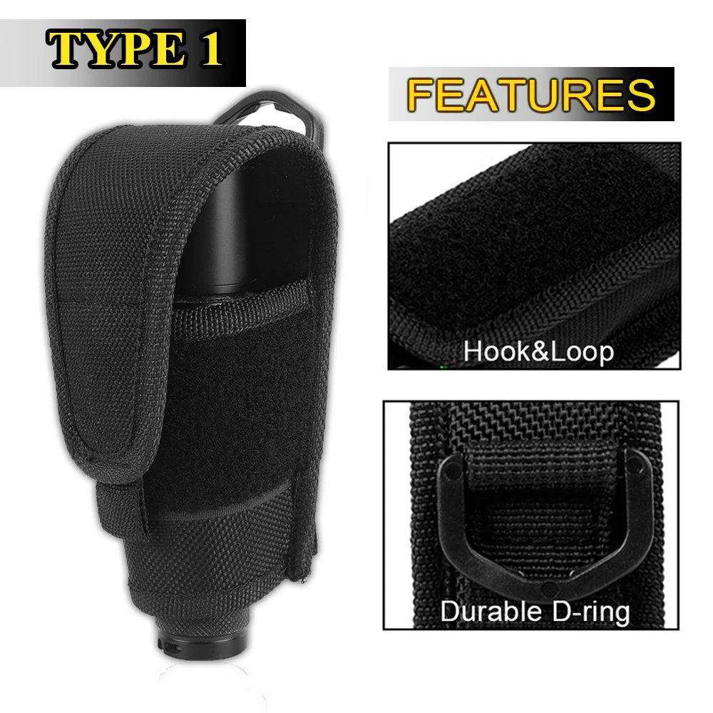 Tactical Flashlight Case Belt Pouch Molle 1000D Nylon Cover for Tactical Lamp Holder LED Torch Holster EDC Tool Fanny Pack 2