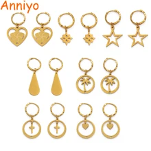Anniyo маленькие серьги Kiribati для женщин девочек золотого цвета из нержавеющей стали ювелирные изделия подарки#053221