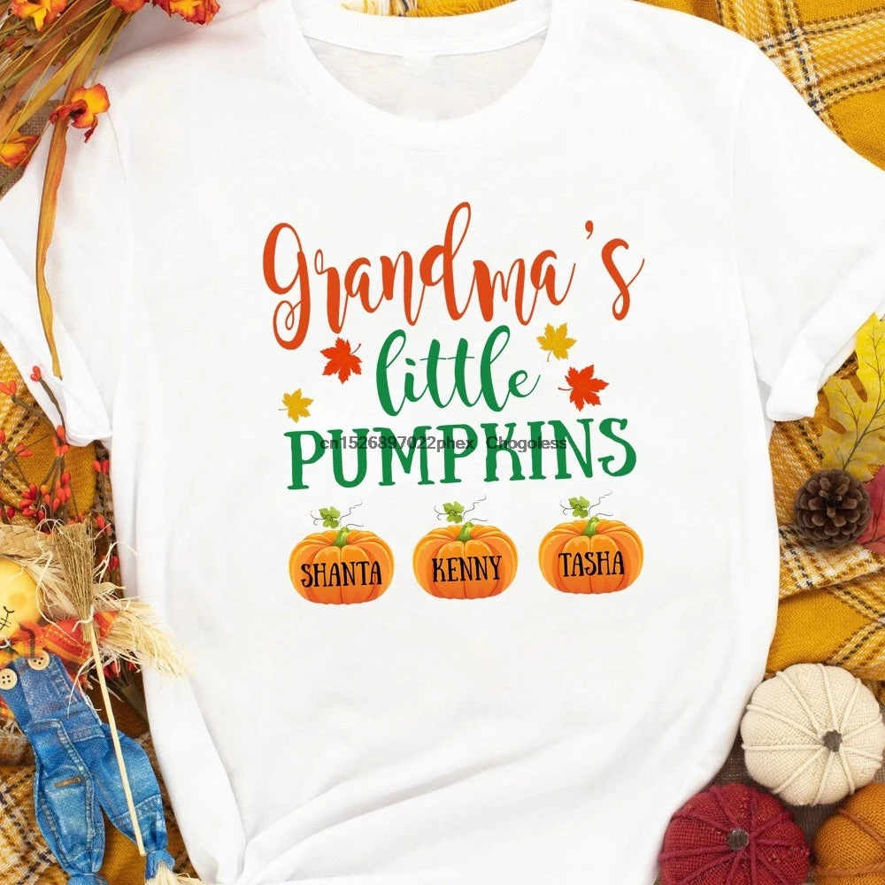 Grandma's Little Pumpkins Thanksgiving Personalized T shirt Gift For Mothers and Grandmothers Tee Sweet |