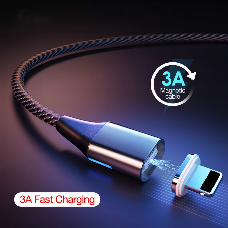 Магнитное зарядное устройство Плетеный 3A быстрой зарядки с разъемом Micro USB Type C