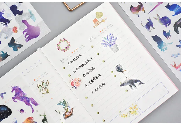 6 листов милые цветы наклейки s Kawaii растение канцелярские наклейки s Бумага Клейкая наклейка для детей DIY Скрапбукинг принадлежности для альбома