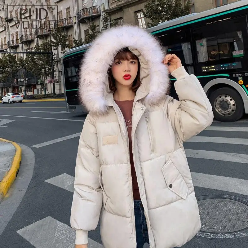 #*Cheap Jacket Women Winter Parka Outerwear 2019 New Hooded Jacket Coat Long Slim Large Fur Collar Thickening Warm Female Oversize Coats