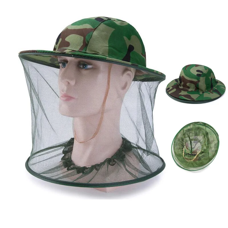 Outdoor Fishing Caps Garden Beekeeping Cap Hat Camouflage Insect Mosquito Mesh Nets Face Mask Protector | Спорт и развлечения