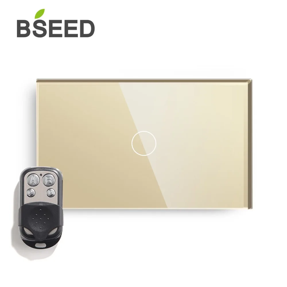 Сенсорный выключатель Bseed US, 1 комплект, 1 способ, 2 способа, дистанционный светильник, 443 МГц, пульт дистанционного управления, кристаллическая панель, умный переключатель, включает Пульт дистанционного управления