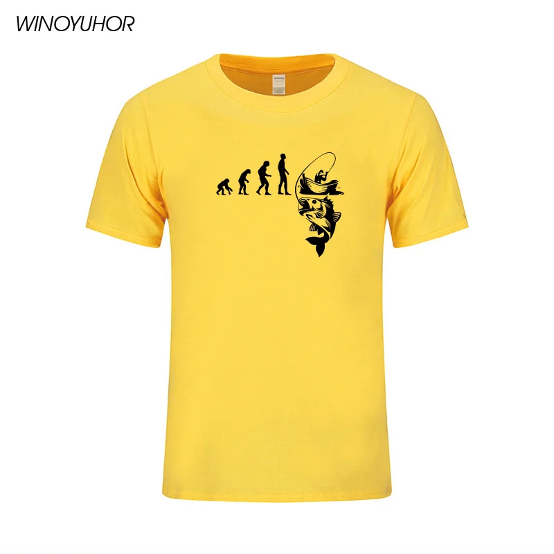 Yellow Новая Evolution Fishinger Футболка мужская летняя рыба шутка Рыбак футболки с карпом хлопок Лето короткий рукав Забавный подарок футболка - Цвет: Yellow