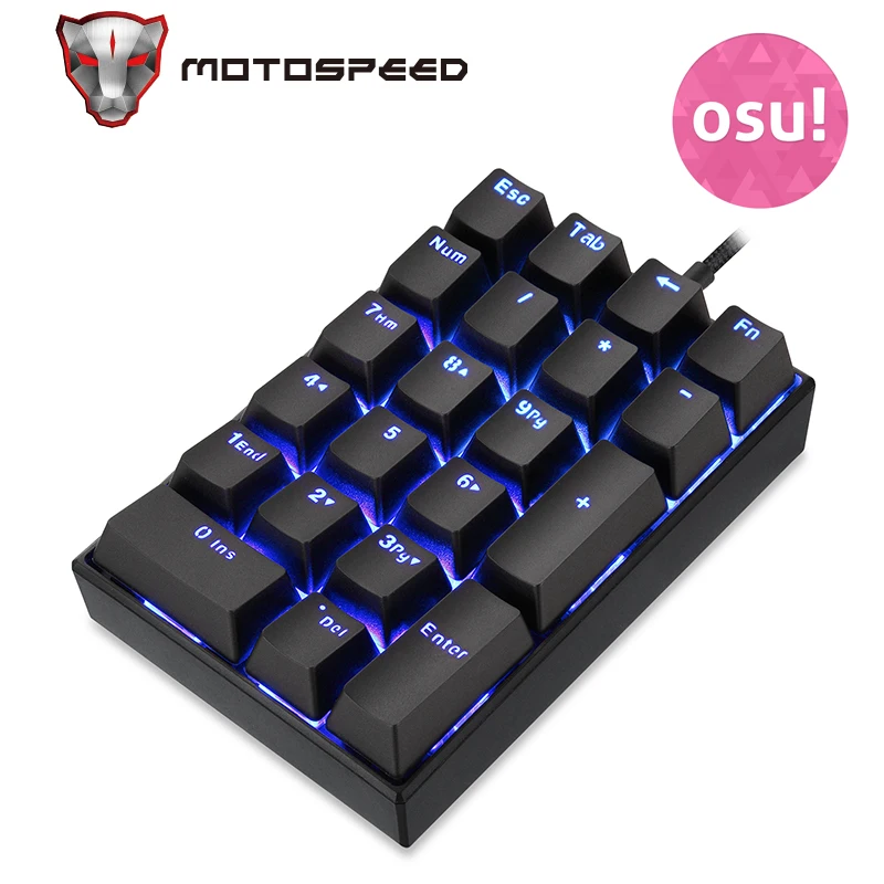 

New Motospeed K23 USB Wired Numeric Mechanical Keyboard with OUTEMU Switch Black Blue LED Backlight 21 Keys Keypad for OSU