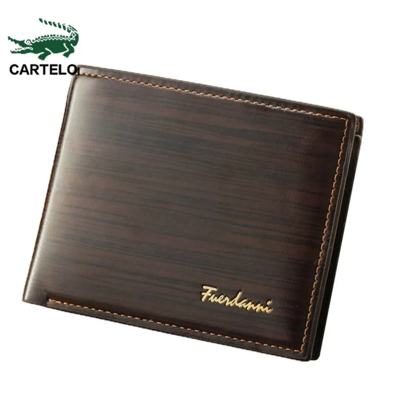 

CARTELO men's leather short wallet, business retro style, cross section, embossed, card holder, men's wallet, fashion wallet