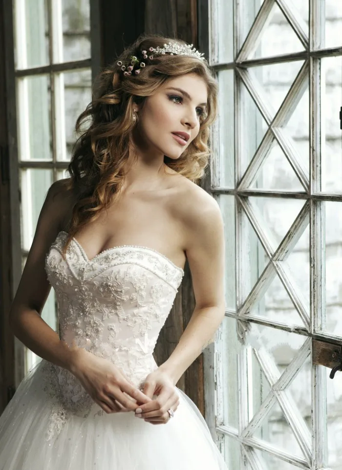 Vestido de noiva, украшенное бусинами, Модное бальное милое жемчужное платье с аппликацией, пышное платье принцессы для невесты, платья для матери невесты