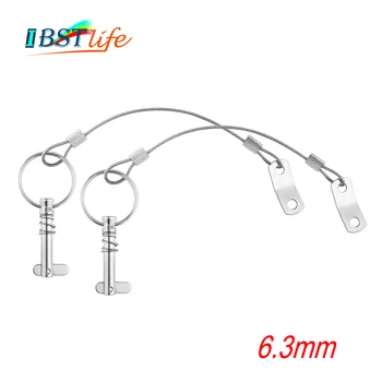 

2PCS 6.3mm 1/4 inch Quick Release Pin with Lanyard for Boat Bimini Top Deck Hinge Marine hardware Stainless Steel 316