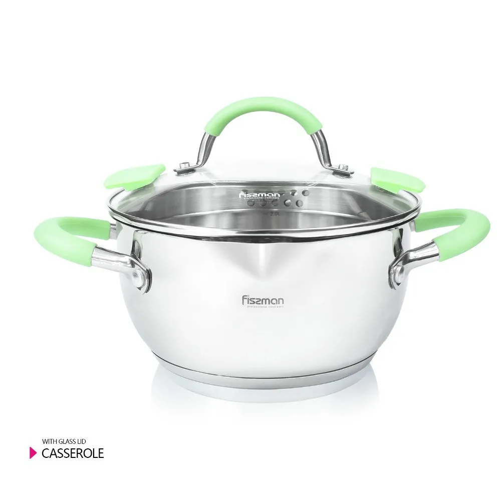 

304 series stainless steel casserole with triple Llid glass induction base
