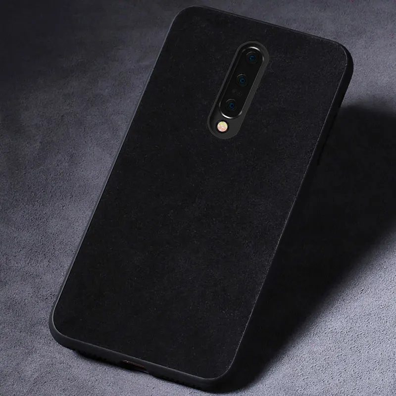 Черный Кожаный чехол для Oneplus 7 7T pro 6T 6, противоударный чехол из натуральной кожи и замши, чехол для One plus 7 pro 5 5 t, задняя крышка fundas - Цвет: Черный