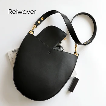 

Genuine leather women shoulder bag ellipse shape wallet women messenger bags cowhide underarm bag new lady hand bag