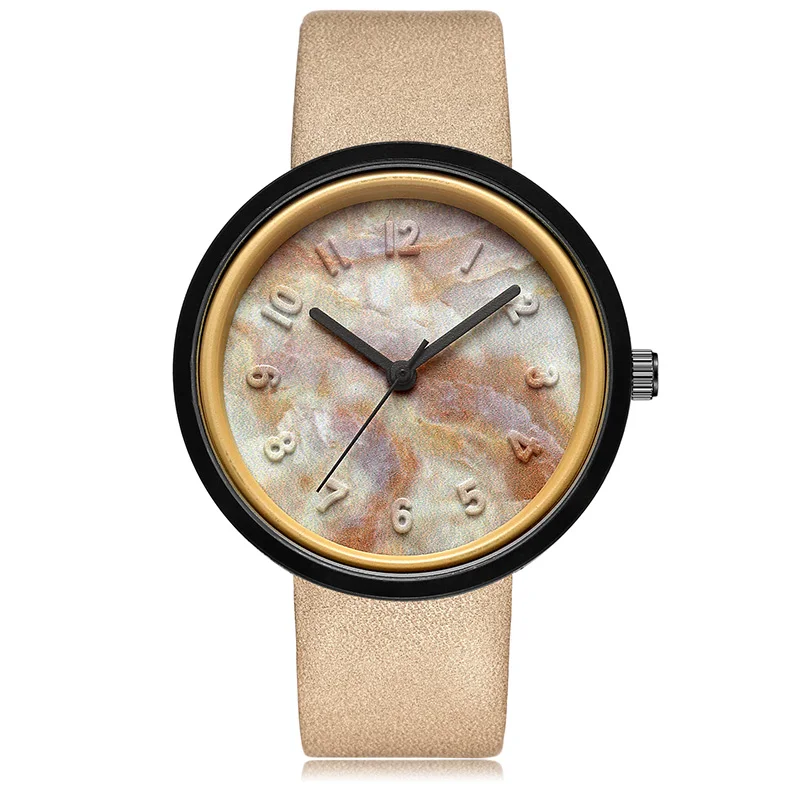 GEEKTHINK модные роскошные брендовые Кварцевые часы Женские часы с серым кожаным ремешком женские повседневные часы под платье женские Relojes Para Mujer - Цвет: Brown BlacK