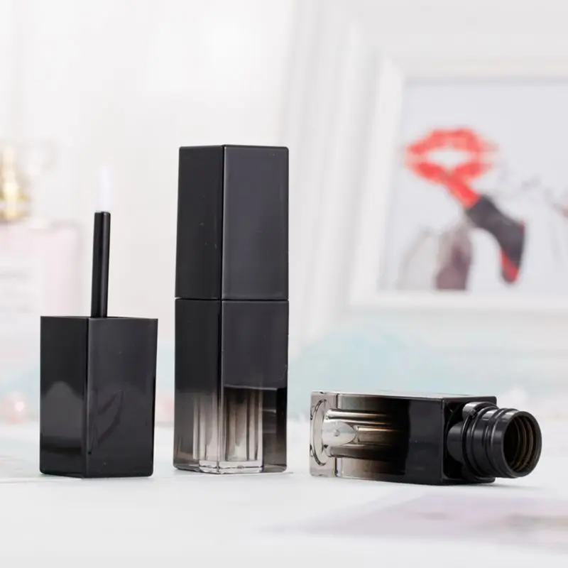 

Rectangular Shape Empty Clear Lip Gloss Container Gradient Black Color Lip Balm Lipstick Tubes Refillable Travel Bottle Makeup C