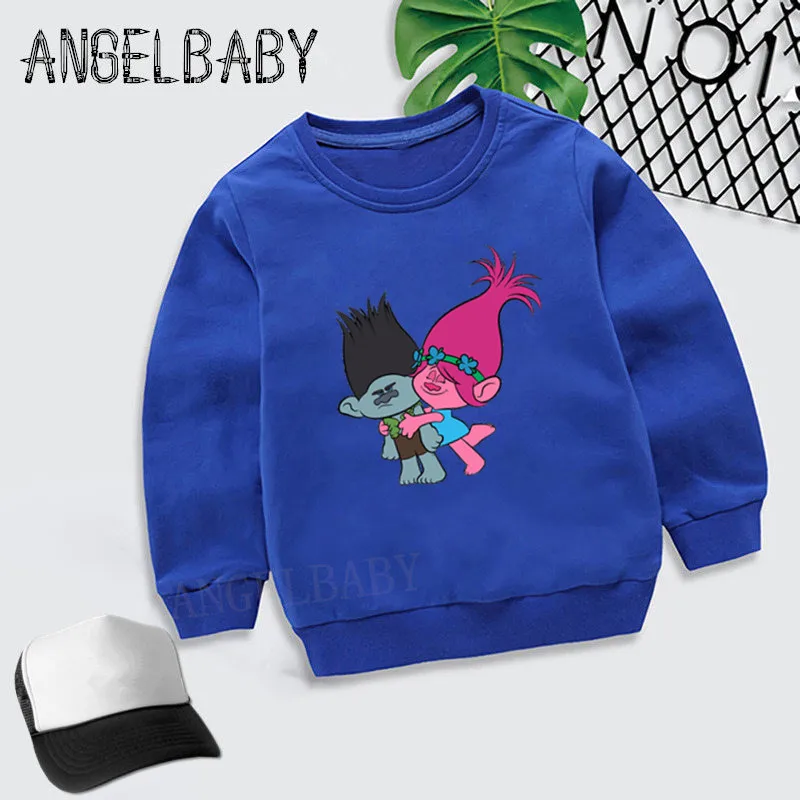 Boys Girls Sweatshirt Kids Trolls Poppy Magic Cartoon Hoodies Children Autumn Tops Baby Cotton Clothes,KYT2173 - Цвет: 2173D-Blue