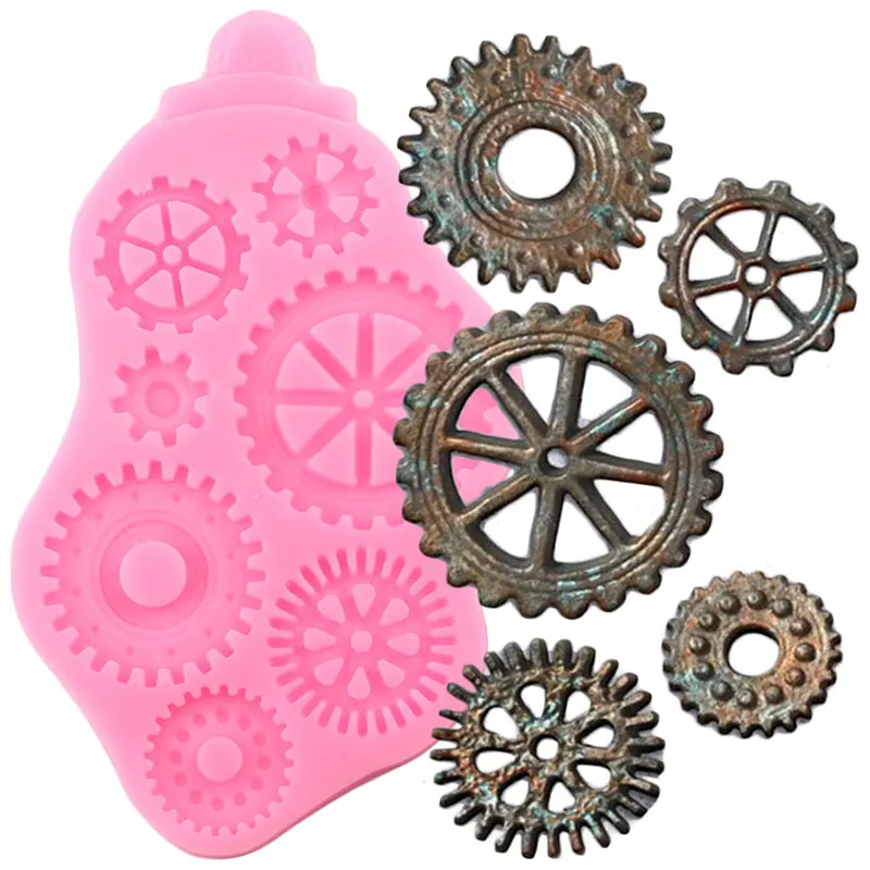Distressed Cogs силиконовая форма DIY Шестерня детский день рождения кекс Топпер инструменты для украшения тортов из мастики конфеты форма для шоколадной мастики