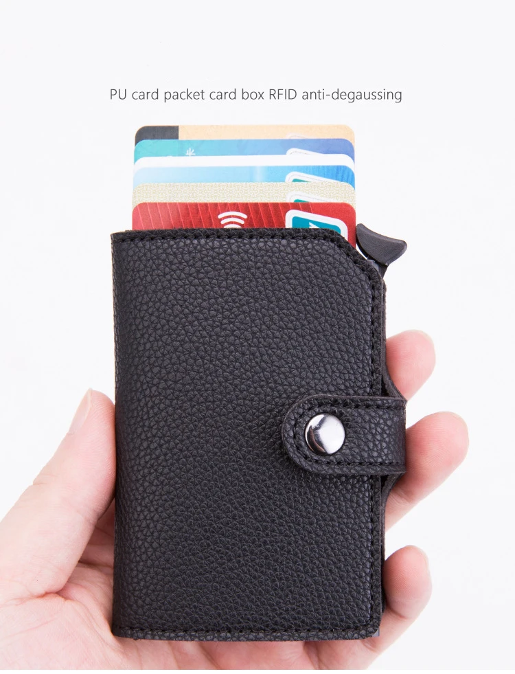 RFID минималистичный банковский держатель для карт, Противоугонный металлический алюминиевый кошелек, мини мужской и женский черный бизнес чехол для кредитных карт