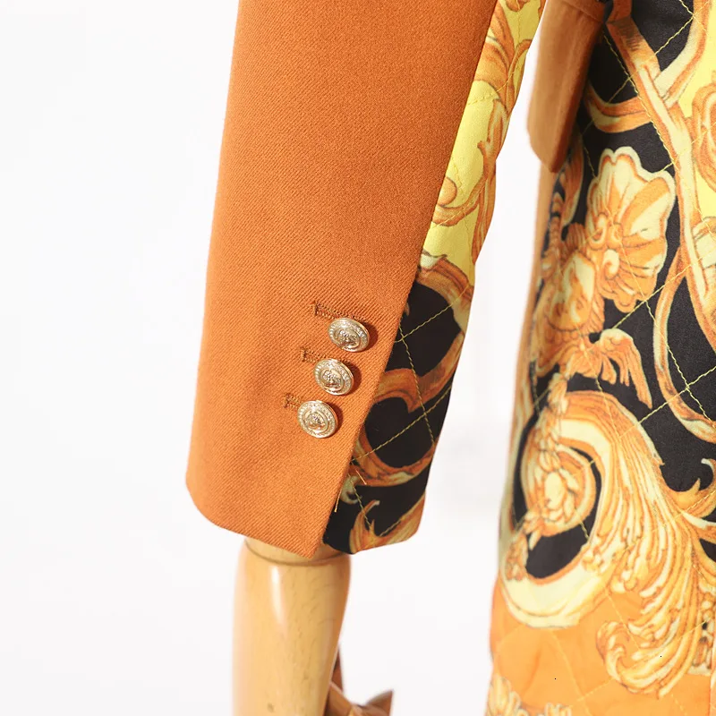 WOMENGAGA Mew Notched Collar Full Sleeves High Waist Double Breasted Wool Blazer Printed Short High Waist DG041