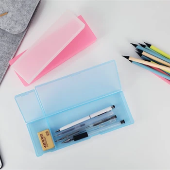 

Light-weight Frosted Pencil Box Stationery Storage Case Pen Boxes Transparent Office Supplies Desktop Ruler Eraser Organizer