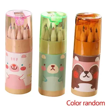 

12Pcs/Box Mini Crayons Pencils Stationery Cute Bear Pencils For School Girl Boy Colored Pencils Random Delivery