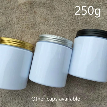 

250g White Plastic Jar Empty 9oz Cosmetic Makeup Cream Container Poly Gel Lotion Tea Coffee Spice Storage Bottle Free Shipping