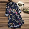 Special Offers Floral Blouse Shirt Tops Chemise Vintage Plus-Size Women Button Female Casual ZANZEA 32894681365