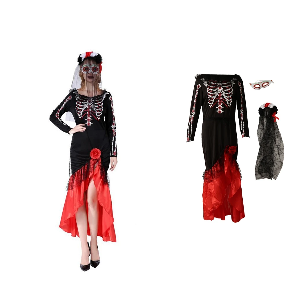 Halloween Horrible Bride Wedding Dress Women Cosplay Costume