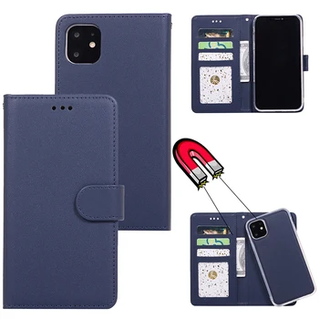 

100pcs 2 in1 Magnetic Detachable Leather Wallet Case For iPhone 11 Pro Max XS XR X 8 7 6 6S Plus Removable Retro Slim Thin Cover