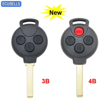 

3 or 4 Button Remote Key Case Smart Car Key Shell Housing Cover Fob for Mercedes Benz Smart Fortwo 2008 - 2012 Uncut Blade