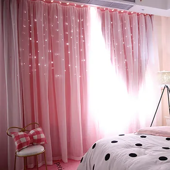 

curtains Gypsophila double layer single perforated cortinas 100x200cm Starry Sky Sheer Curtain Window