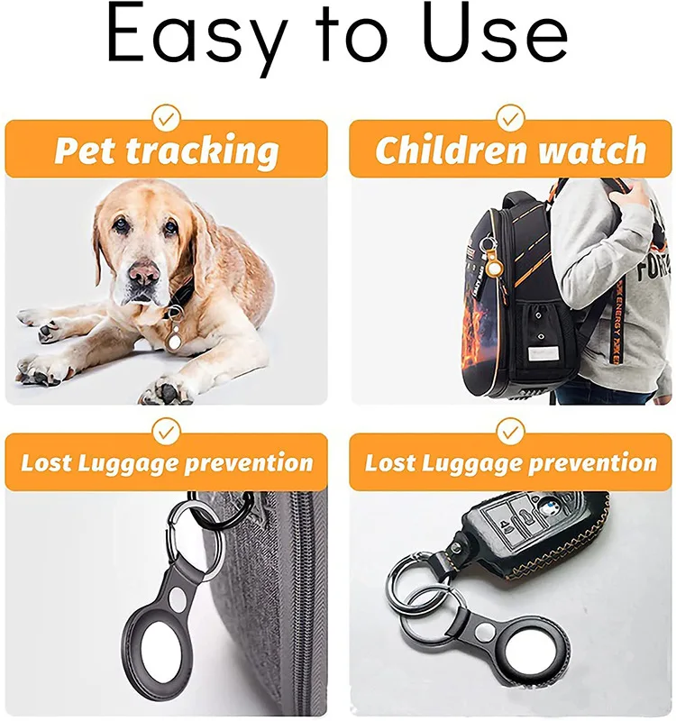 For Apple Airtags Case Leather Keychain Protective For Airtag Tracker Locator Device Anti-lost silicone airtag case smart tag case airtag case keychain