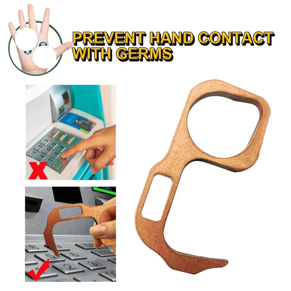 

Auto Opener Elevator Antimicrobial Handle Key EDC Keychain Tool Door Opener Brass Keychain NonContact Stylus door tool