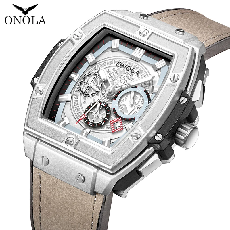 

ONOLA Automatic Mechanical Watch Man Luxury Brand Unique Luminous Tonneau Square Wristwatch Fashion Classic Designer Watch Male
