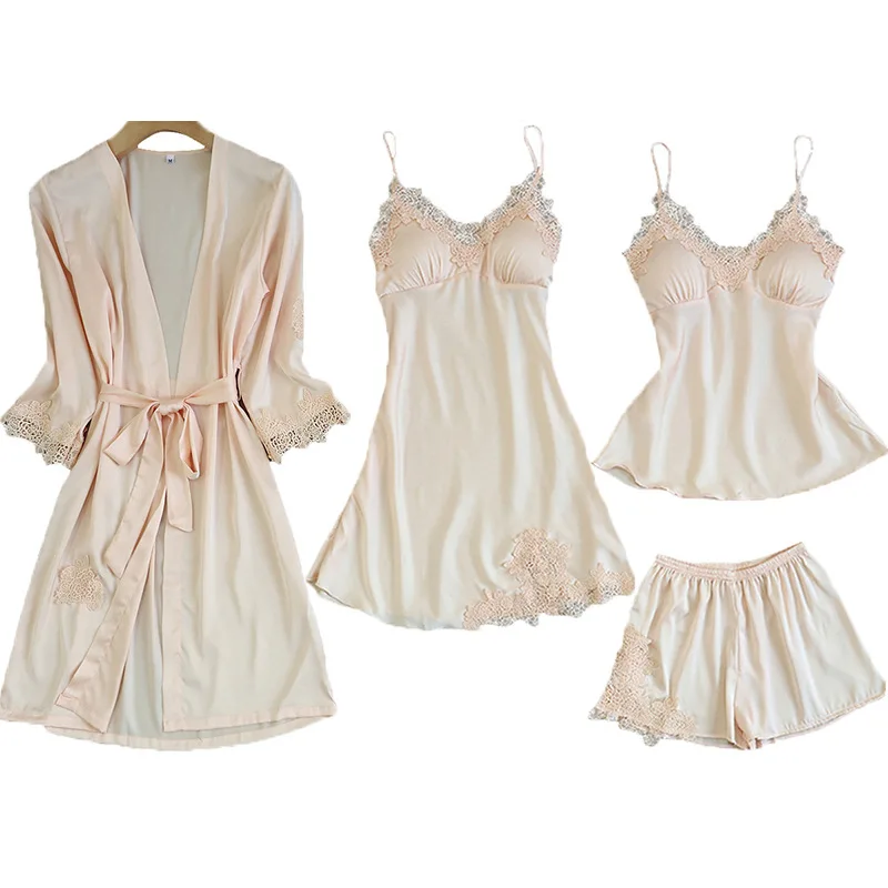 Для женщин Пижама; костюм для сна льда шелковая ночная рубашка для женские одеяния Для женщин Пижама 5 шт./компл. пижамы - Цвет: Style  7