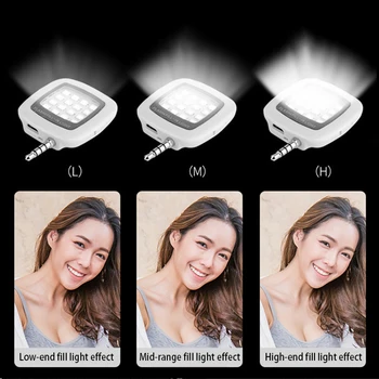 

Mini Flash Fill Light 16 LEDs Fill Light 3.5mm Rechargeable Selfie Light for Mobile Phone Photography JDH88