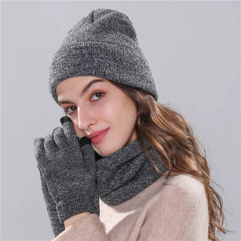 Xthree зимняя шапка, шарф комплект перчаток для девочек Женская шляпа вязаная шапка бини облегающая шапка бини дешевая зимняя шапка