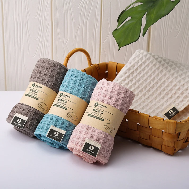 Waffle Cotton Towel Bathroom Set For Adult Plaid Solid Color Microfiber Soft Absorbent Bath 70x140 Hair Drying Face | Дом и сад