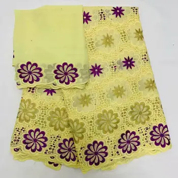 

Latest Design African Dry Lace Fabrics High Quality Cotton Lace Fabric with Stones Swiss Voile Lace fabric 7 Yards New Wedding