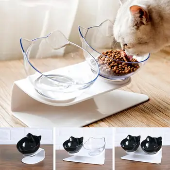 

Hot High Quality Transparent Dual Pet Bowls Anti-slip Spine Protecting Feeder Water Bowl Perfect Bowl for Pet Puppy Bowls