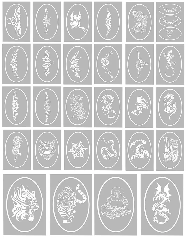 OPHIR 30 Patterns Reusable Booklet Set Airbrush Temporary Tattoo Stencil Body Art Designs Template STE5