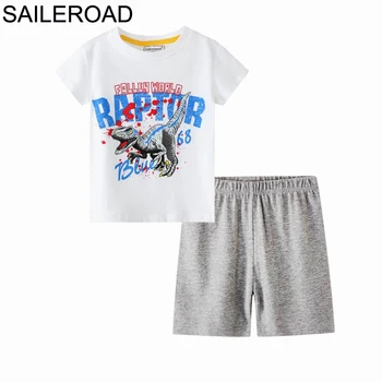 

SAILEROAD Dinosaur Boys Clothing Suits Summer Children Clothing Sets Shirts Pants Cotton Baby Boutique Outfits Kids Clothes Suit