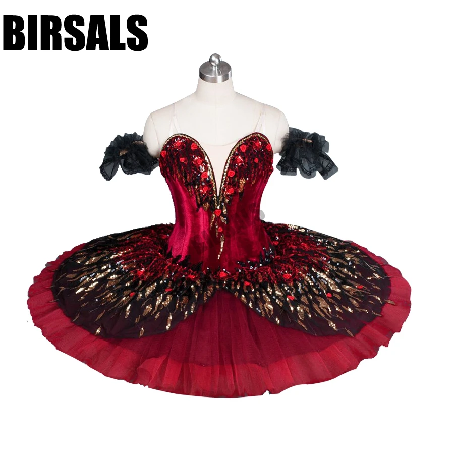 

Red Flame bird Variation Competiton Red Black Bird Nutcracker Swan Ballerina Tutu Classic Adult Kids BT9045A